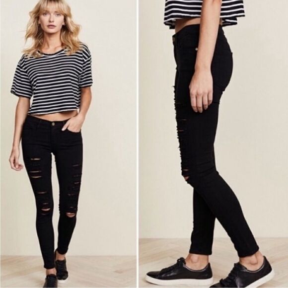 Frame Denim Le Skinny De Jeanne Distressed Jeans 26 - Picture 1 of 8
